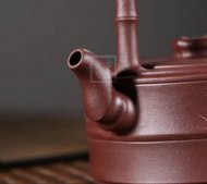 《竹韻提梁》宜興紫砂壺工藝美術師純手工泡茶壺茶具紫泥扁竹提梁